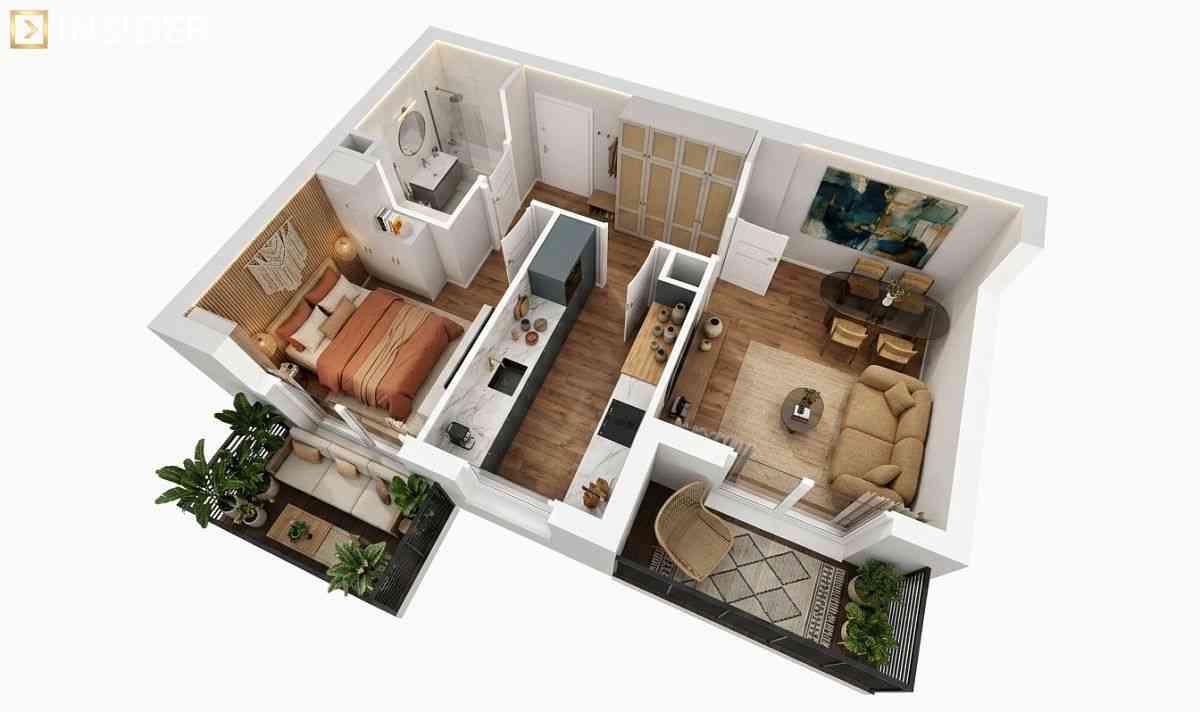 Salon + Balkon | Sypialnia + Balkon | Osobna Kuchn - zdjęcie 10
