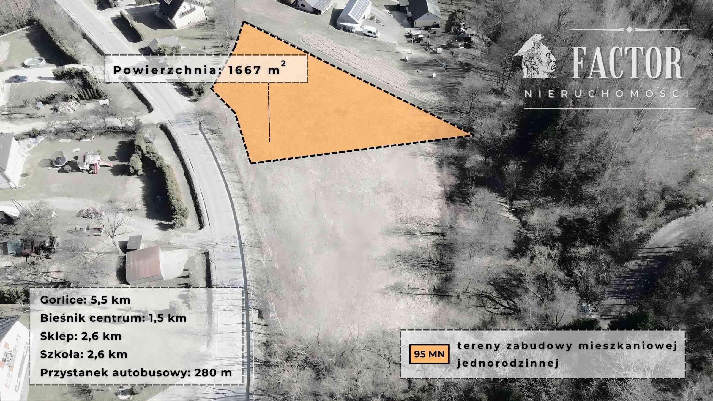 Działka budowlana w Bieśniku 1667 m²