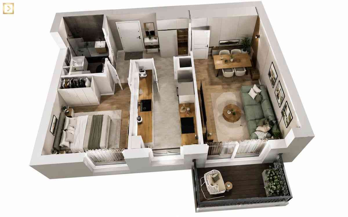 Salon | Sypialnia + Balkon | osobna Kuchnia | Goto - zdjęcie 10