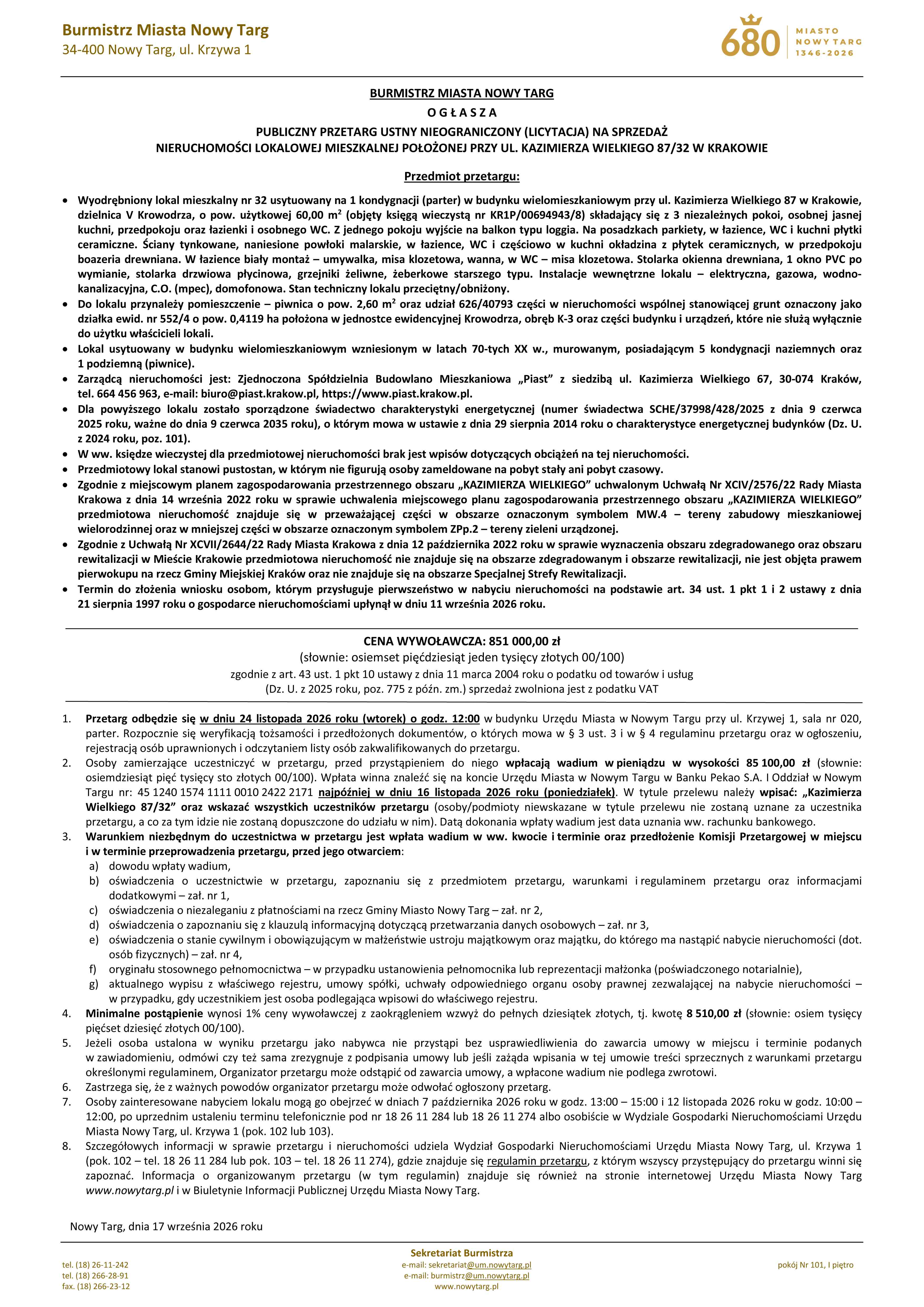 Lokal mieszkalny przy ul. Kazimierza Wielkiego 87/32 w Krakowie - zdjęcie 11