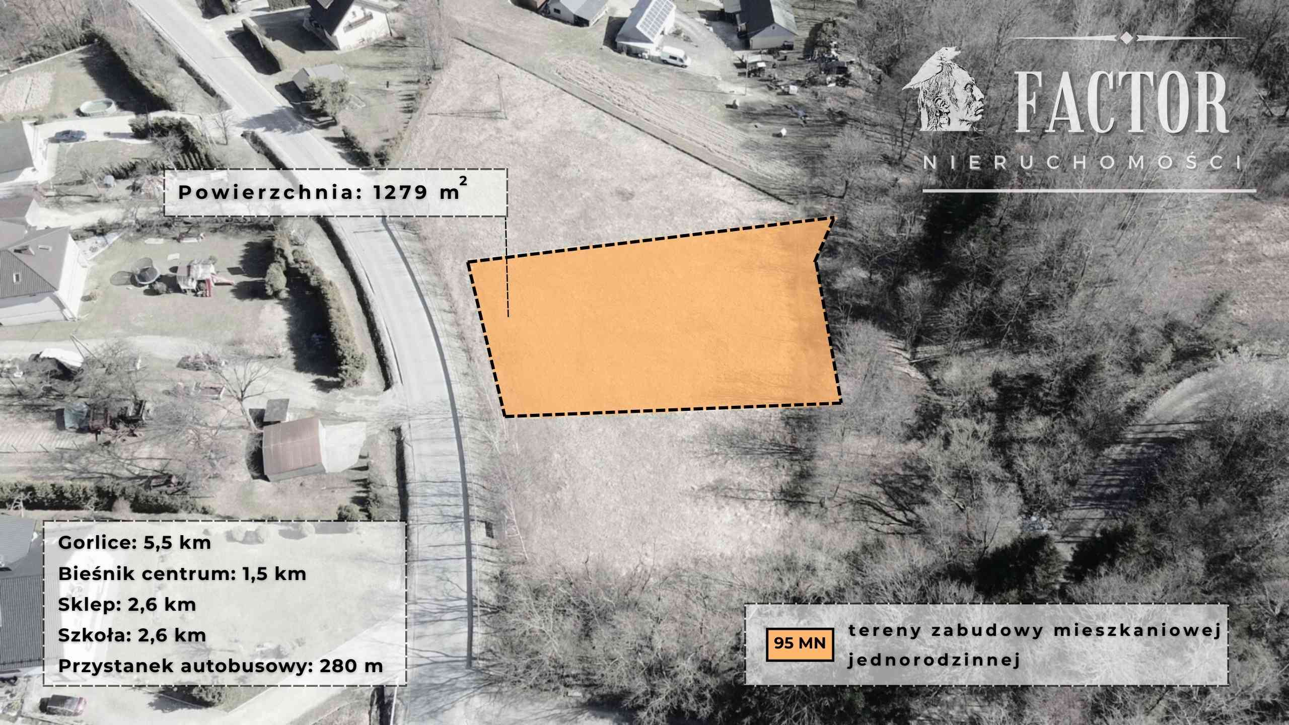 Działka budowlana 1279 m² w Bieśniku, gm. Łużna - zdjęcie 2