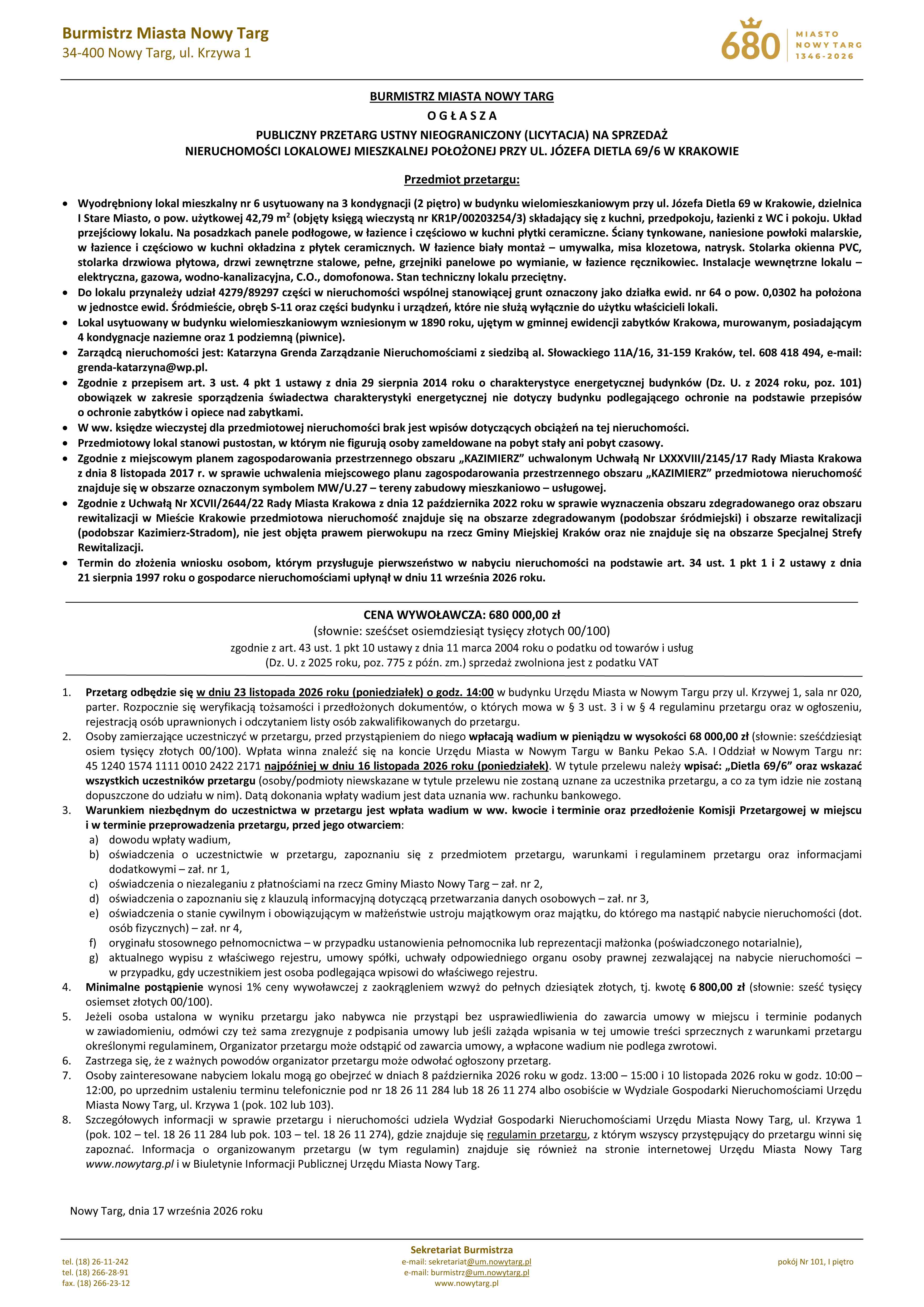 Lokal mieszkalny przy ul. Józefa Dietla 69/6 w Krakowie - zdjęcie 11