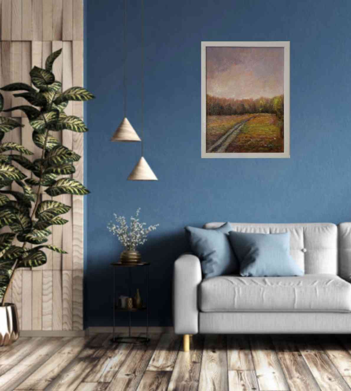 Obraz olejny,, Jesień" w drewnianej ramie . 187 zł - zdjęcie 2