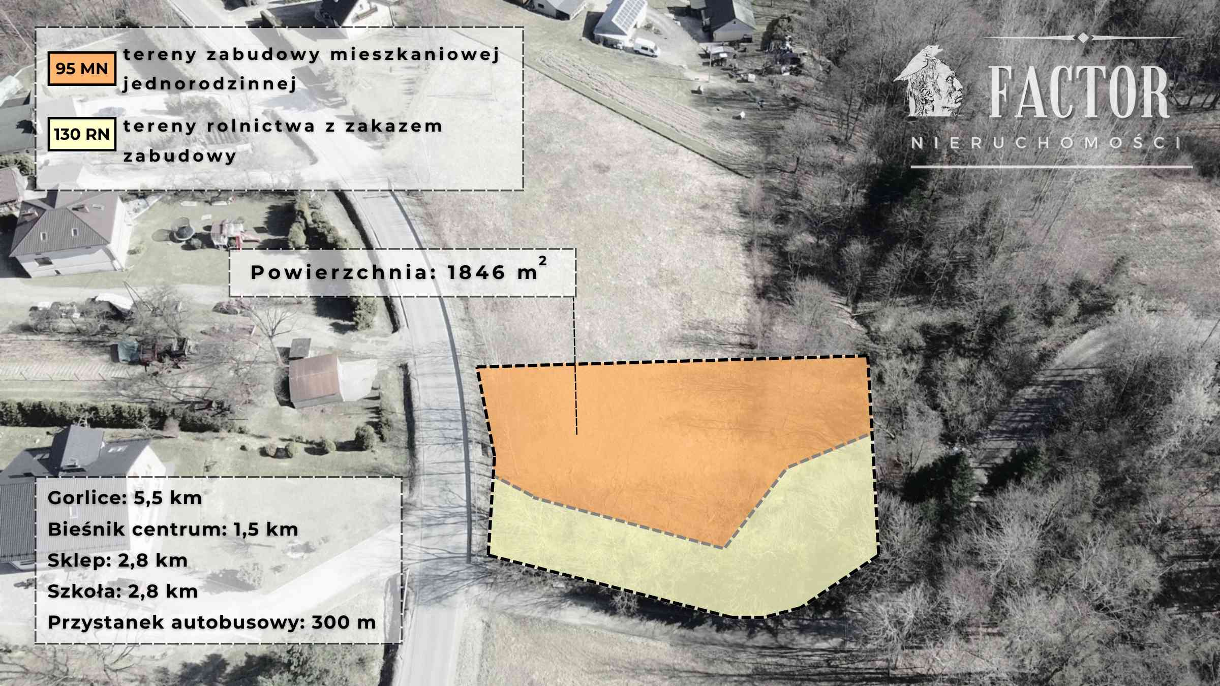 Działka budowlano-rolna 18,46 ara, Bieśnik, gm. Łużna - zdjęcie 7