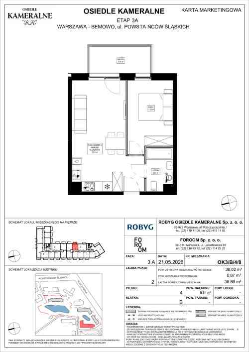 2 pokoje 38,02 m² Osiedle Kameralne ROBYG – cesja umowy deweloperskiej - zdjęcie 1