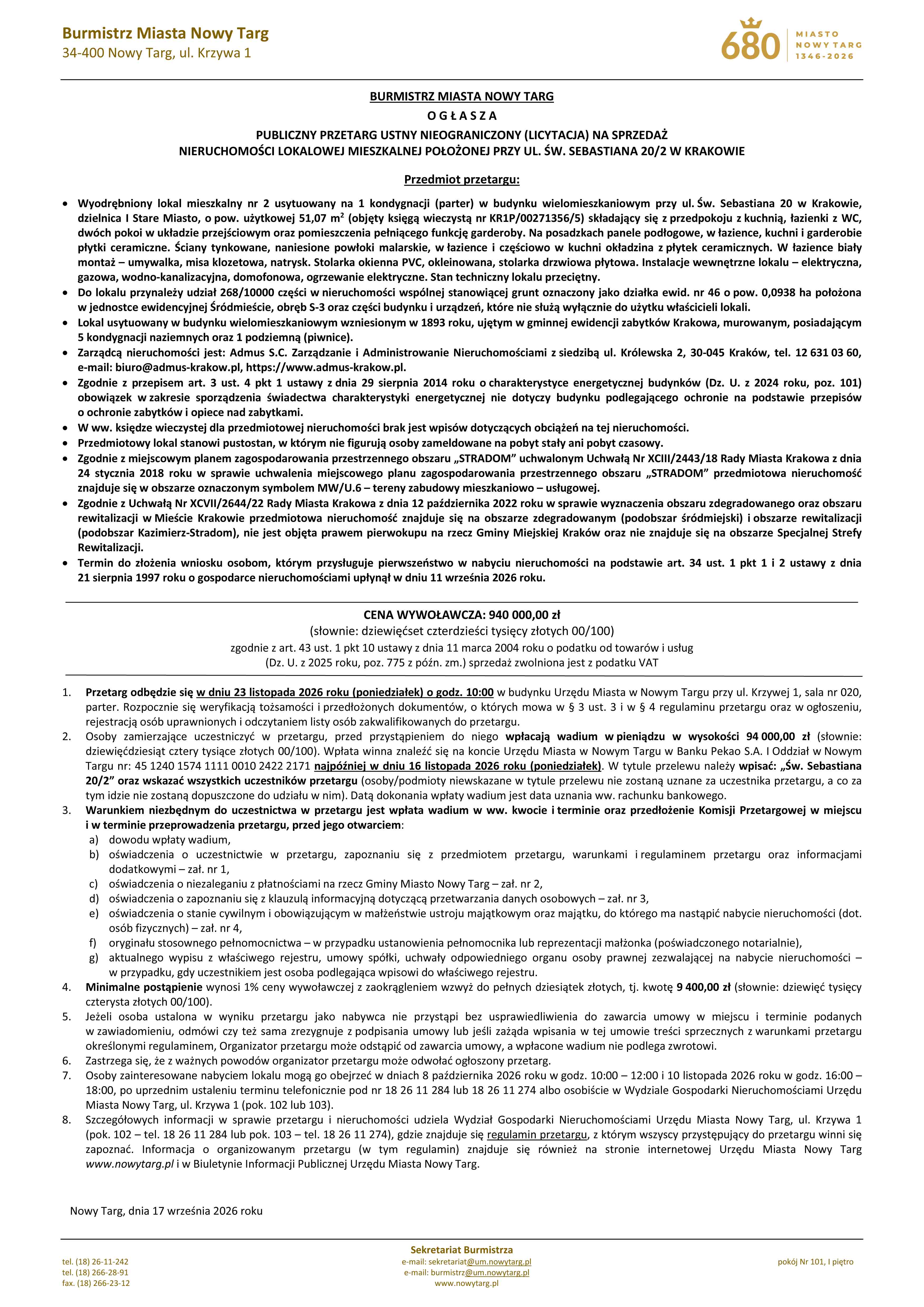 Lokal mieszkalny przy ul. św. Sebastiana 20/2 w Krakowie - zdjęcie 11