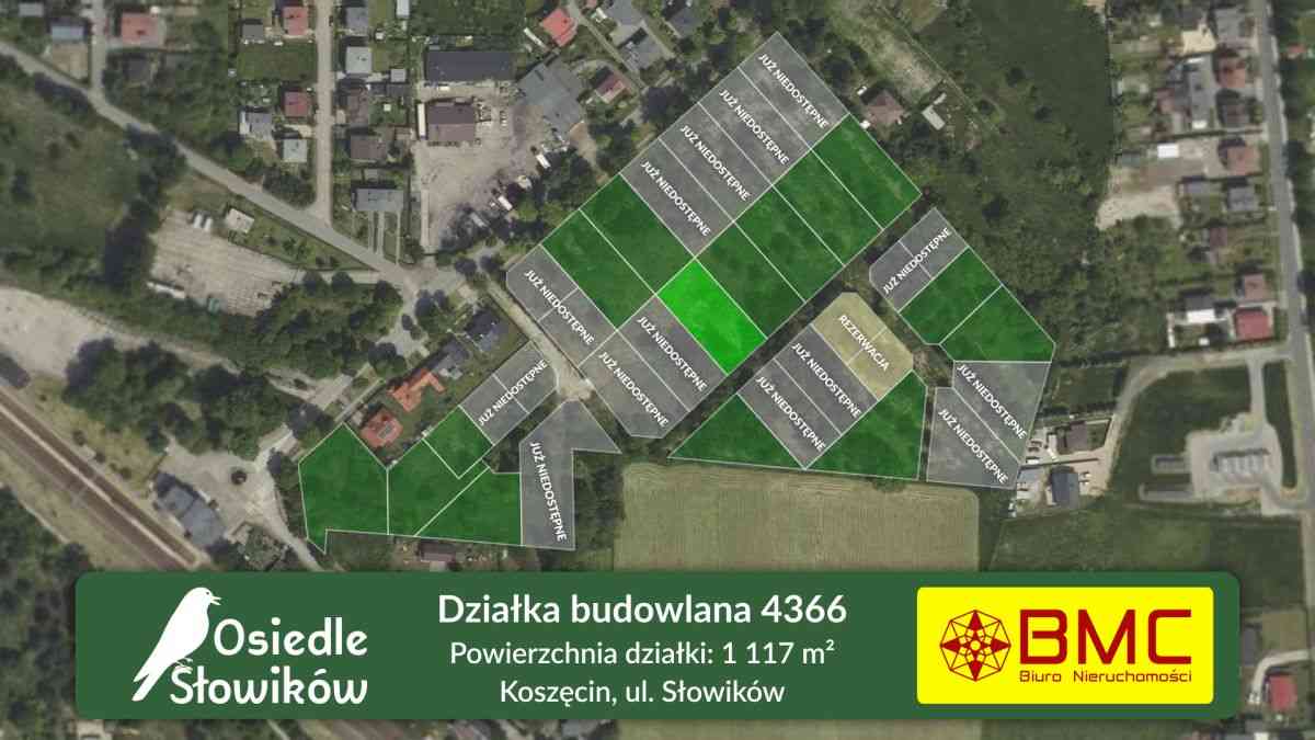 Działka budowlana Koszęcin 1117m2 Słowików